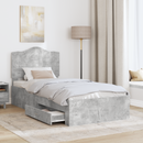vidaXL Ágykeret fejtámlával fiókkal Beton Szürke 70 x 190 cm Faanyag