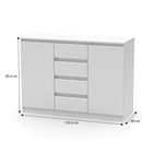 2 ajtós komód 4 fiókkal, fehér, HANY NEW 010