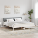vidaXL Ágykeret Fehér és világosszürke 200 x 200 cm Tömör fenyőfa