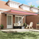 vidaXL Behúzható napellenző Piros és Fehér 450 × 300 cm
