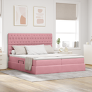 vidaXL Tárolós Ágy fejtámlával Rózsaszín 200 x 200 cm Bársony