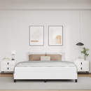 vidaXL Ágykeret matracmal Tiszta Fehér 180 x 200 cm szövet
