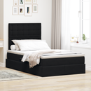 vidaXL Ágy tárolóval és matraccal Fekete 120 x 200 cm Bársony
