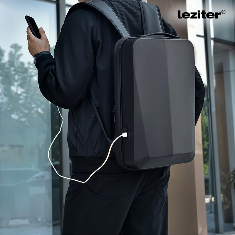Axen merevített Usb-s laptop hátizsák fekete