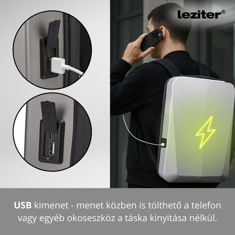Axen merevített Usb-s laptop hátizsák szürke