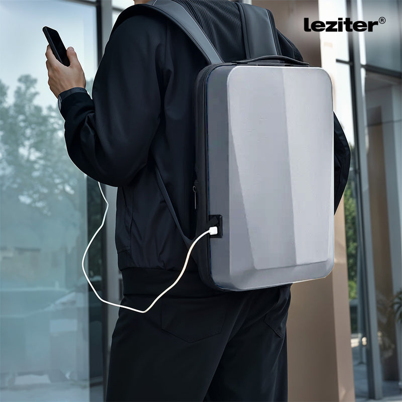 Axen merevített Usb-s laptop hátizsák ezüst