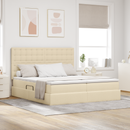 vidaXL Tárolós Ágy fejtámlával tárolóval Krém 180 x 200 cm Szövet