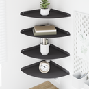 vidaXL Lebegő polc polcokkal tárolóval 4 pcs Fekete 30 x 30 x 2 cm