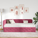 vidaXL Sarokágy keret Bordó 90 x 190 cm Bársony