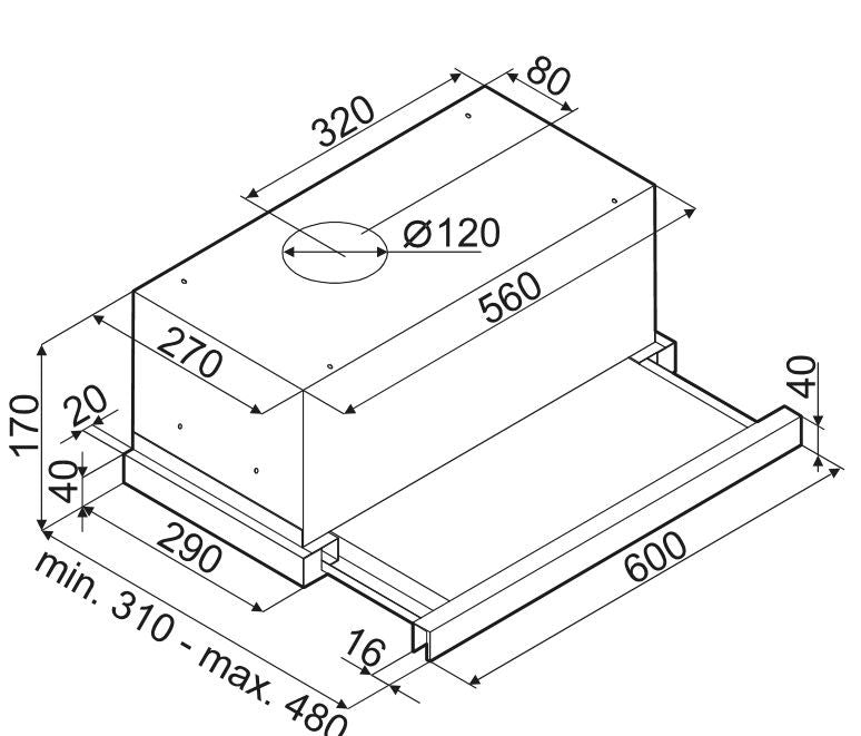 OPERIS MUNDO FLAT 60 fekete teleszkópos páraelszívó