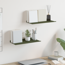 vidaXL Lebegő polc 2 pcs Olajzöld 40 x 18 x 2,5 cm Acél