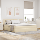 vidaXL LED tárolós ágy matraccal Krém 160 x 200 cm Szövet