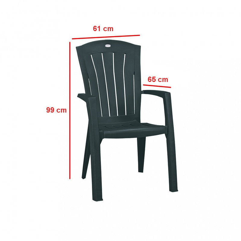Santorini műanyag kerti szék, sötét zöld színben