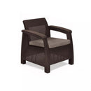 Corfu max set kerti bútor garnitúra, barna színben, meleg taupe párnával