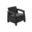 Corfu set kerti bútor garnitúra, grafit színben, világos szürke párnával