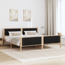 vidaXL Ágykeret fejtámlával Barna és fekete 200 x 200 cm Tömör fenyőfa