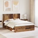 vidaXL Ágykeret tárolóval és fejtámlával Antik Fa 120 x 190 cm