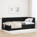 vidaXL Sarokágy keret fejtámlával Fekete 90 x 200 cm szövet