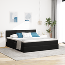 vidaXL LED tárolós ágy matraccal Fekete 160 x 200 cm Bársony