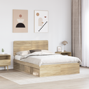 vidaXL Ágykeret fejtámlával Sonoma tölgy 150 x 200 cm Tömör fenyőfa