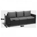 California 3 üléses műrattan kerti kanapé grafit