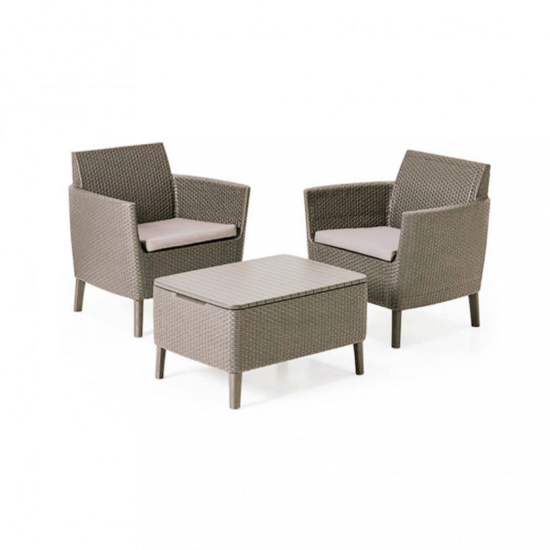 Salemo balcony kerti bútor szett 2 fotel kis asztallal - cappuccino/homok