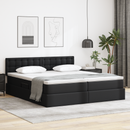 vidaXL Ágy tárolóval és LED lámpával leddel Fekete 180 x 200 cm Műbőr