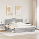 vidaXL Ágykeret fejtámlával Szürke Sonoma 200 x 200 cm Tömör fenyőfa