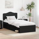 vidaXL Ágykeret fejtámlával Fekete 75 x 190 cm Tömör fenyőfa