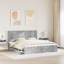 vidaXL Ágykeret fiókkal tárolóval Beton Szürke 180 x 200 cm Mérnöki Fa