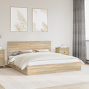 vidaXL Tárolós Ágy fejtámlával Sonoma tölgy 180 x 200 cm Faanyag
