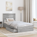 vidaXL Tárolós Ágy fejtámlával Szürke Sonoma 90 x 200 cm Faanyag