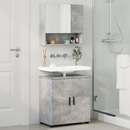 vidaXL Fürdőszoba bútor szett ajtóval 2 pcs Beton Szürke Faanyag & Fém