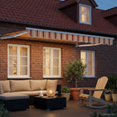 vidaXL LED-es, kézi kihúzható napernyő Sokszínű 3,5 x 2,5 m