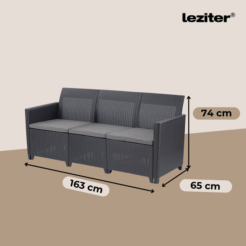 Claire 3 üléses műrattan kerti kanapé grafit