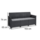 Elodie kerti bútor szett 3 személyes kanapéval párnatartós asztallal grafit