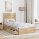 vidaXL Tárolós Ágy fejtámlával Sonoma tölgy 90 x 190 cm Faanyag