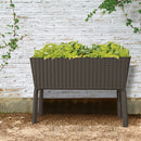 Splendor megemelt műanyag kerti virágláda 120l fonott rattan whiskey barna