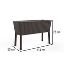 Splendor megemelt műanyag kerti virágláda 120l fonott rattan whiskey barna