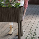 Splendor megemelt műanyag kerti virágláda 120l fonott rattan whiskey barna