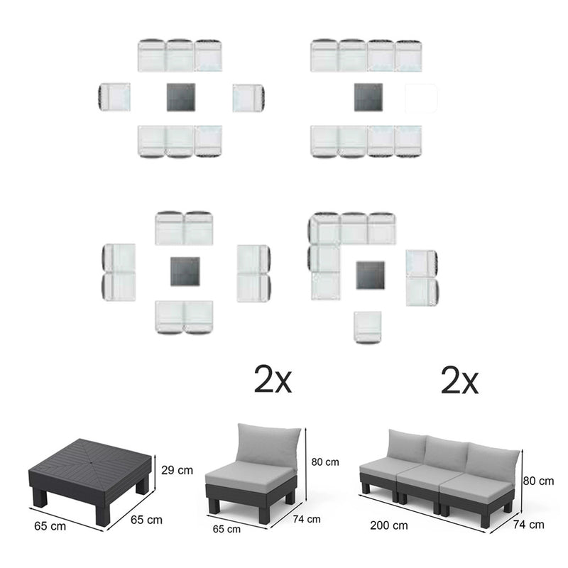 Elements II 8 személyes kerti bútor garnitúra grafit
