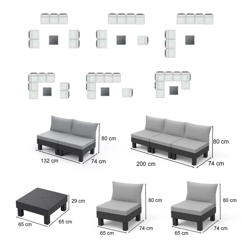 Elements II 7 személyes kerti bútor garnitúra grafit