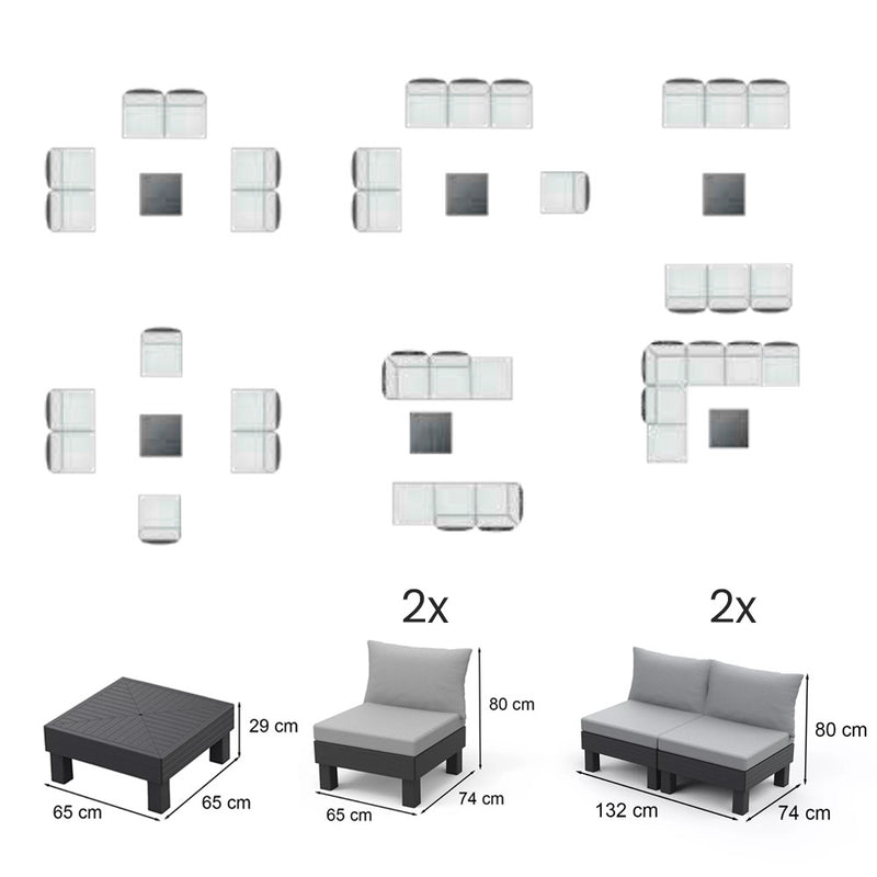 Elements II 6 személyes kerti bútor garnitúra grafit