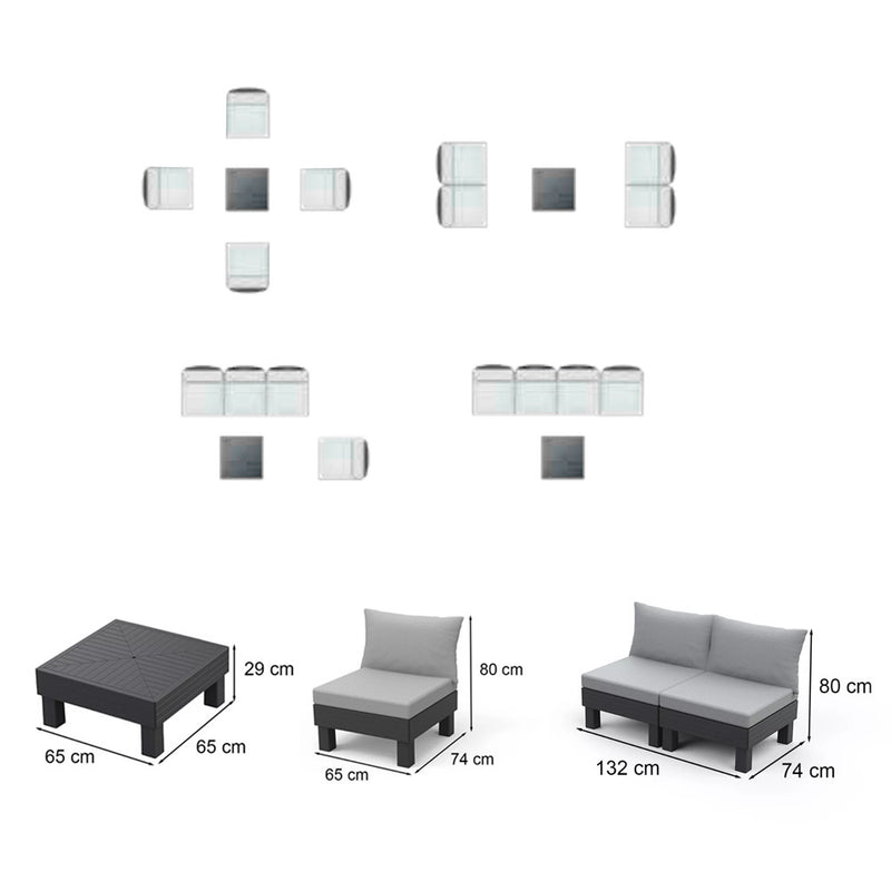 Elements III 4 személyes kerti bútor garnitúra grafit