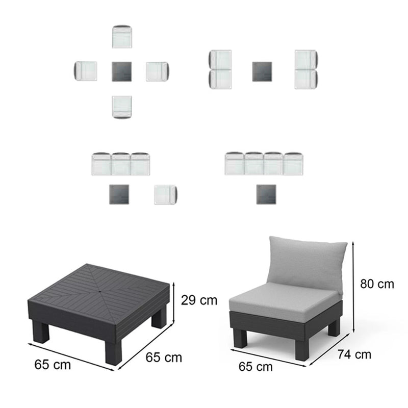 Elements II 4 személyes kerti bútor garnitúra grafit