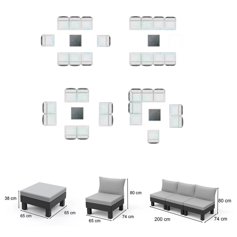 Elements IV 8 személyes kerti bútor garnitúra grafit