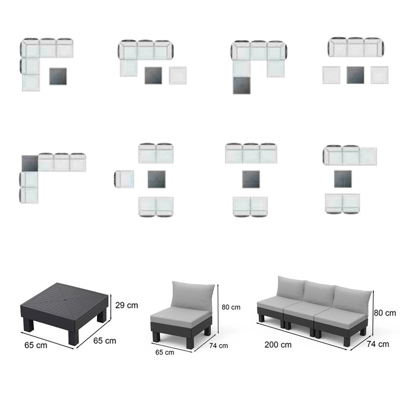 Elements IV 5 személyes kerti bútor garnitúra grafit