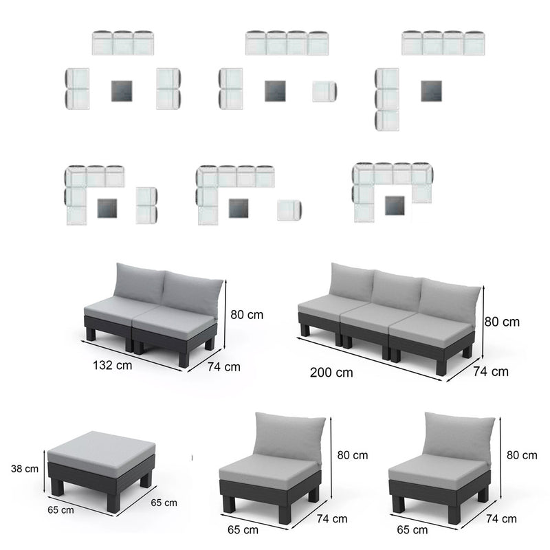 Elements IV 7 személyes kerti bútor garnitúra grafit
