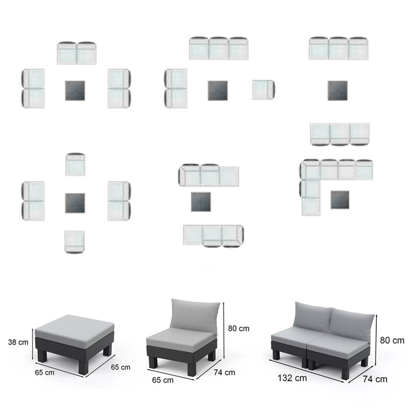 Elements IV 6 személyes kerti bútor garnitúra grafit