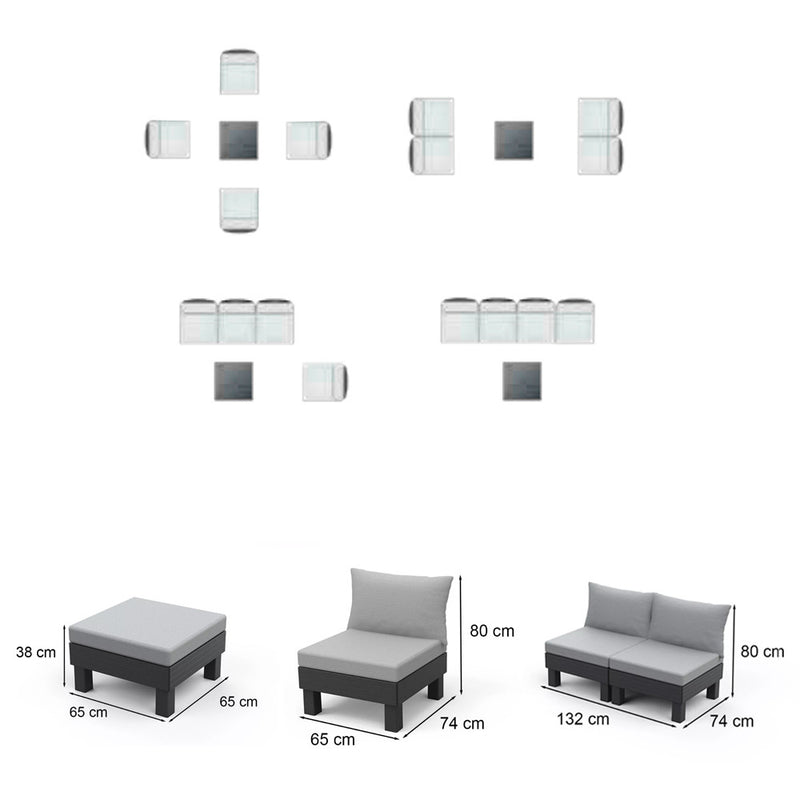Elements IV 4 személyes kerti bútor garnitúra grafit